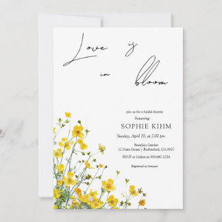 Love In Bloom Yellow Floral Bridal Shower Invitation