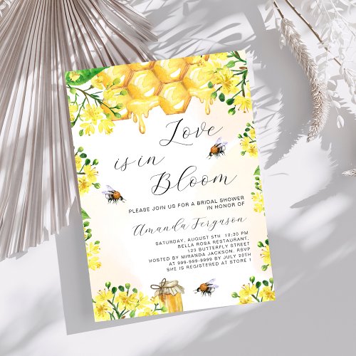 Love in Bloom yellow florals bees Bridal Shower Invitation
