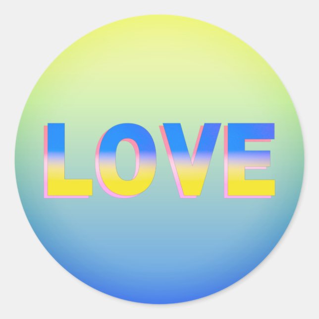 LOVE in Blue and Yellow LOVE for Ukraine Ukrainian Classic Round Sticker (Front)