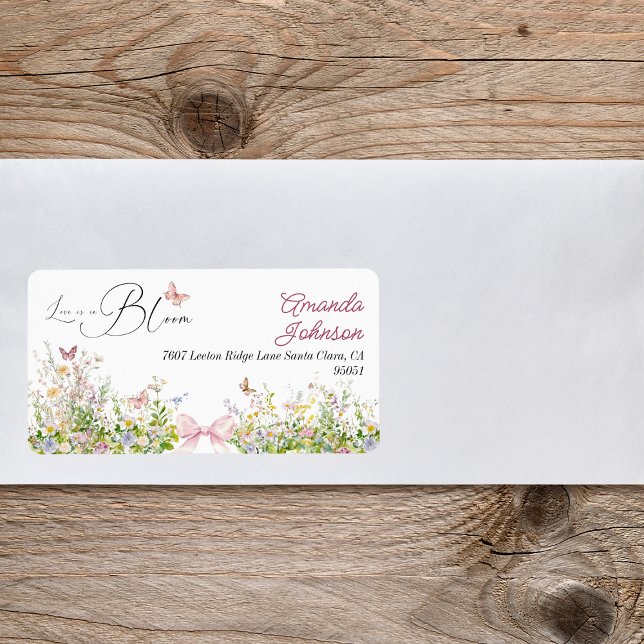 Love in Boom Wildflower Bow Bridal Shower Address Label (Creator Uploaded)