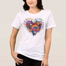 Love in Color Vibrant Floral Heart T-Shirt Positiv