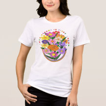 Love in Color Vibrant Floral Heart T-Shirt 