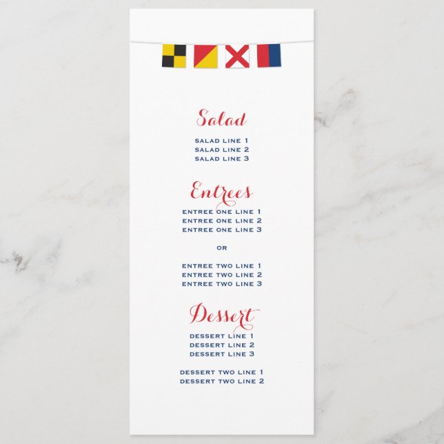 LOVE in Colorful Nautical Flags Menu (Front)
