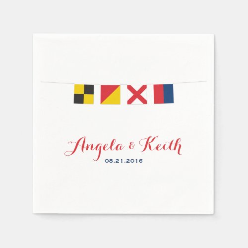 LOVE in Colorful Nautical Flags Napkins