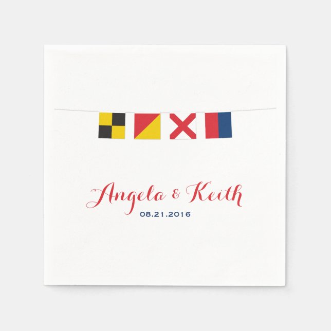 LOVE in Colorful Nautical Flags Napkins (Front)