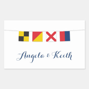 LOVE in Colorful Nautical Flags Rectangular Sticker