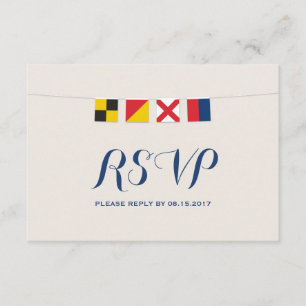 LOVE in Colorful Nautical Flags RSVP Card