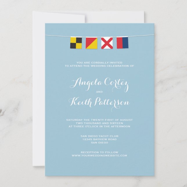 LOVE in Colorful Nautical Signal Flags Invitation (Front)