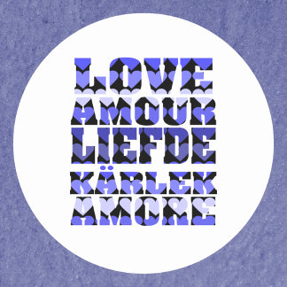 Love in Different Languages Blue Hearts Classic Round Sticker