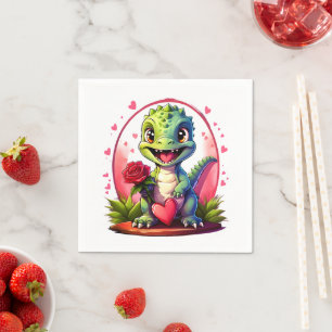 Love in Dragon Style Cute Valentine Dragon  Napkins