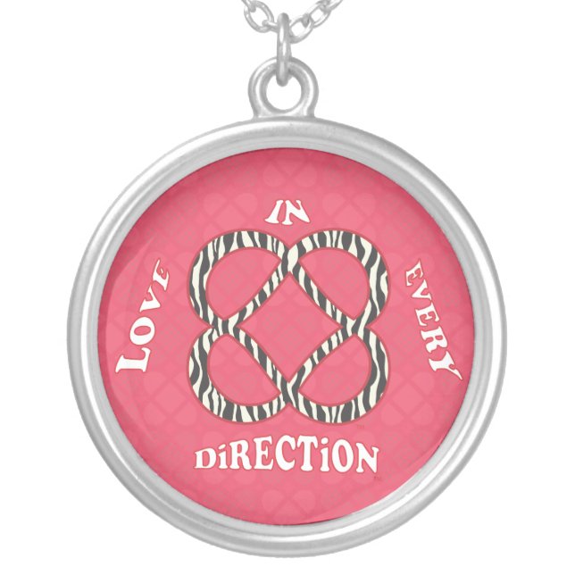 Love in Every Direction Tiled Power Symbol.ai Silver Plated Necklace (Front)