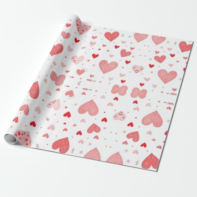 "Love in Every Fold: Valentine's Day Wrapping Pape Paper (Unrolled)