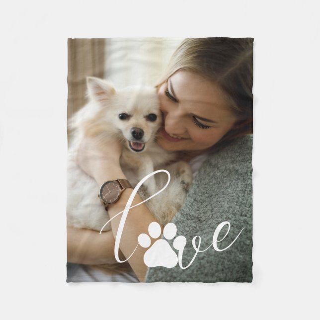 Love in Every Paw: Personalized Dog Lover Photo Fleece Blanket (Front)