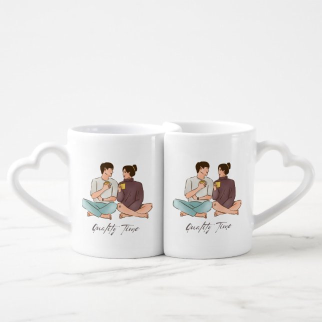 "Love in Every Sip: Lovers' Coffee Mug Set for Per (Front Nesting)