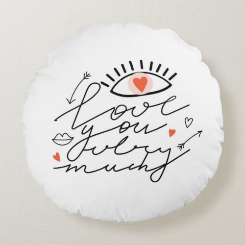 Love in Eyes Vintage Romantic Beauty Round Pillow