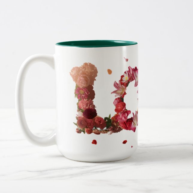 Love In Flowers Two-Tone Coffee Mug (Left)