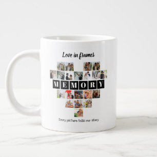 Love in Frames Heart 20 Photo Collage Romantic Giant Coffee Mug