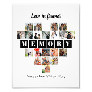 Love in Frames Heart 20 Photo Collage Romantic Print