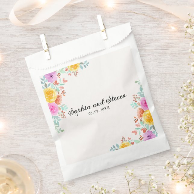 Love in Full Bloom – Springtime Wedding Favor Bag (Clipped)