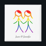 Love In Full Color Magnet<br><div class="desc">This magnet features a sweet and heartfelt design perfect for celebrating a wedding. The graphic depicts two women, in the form of elegant stick figures, holding hands. The figures are colored in a beautiful rainbow, symbolizing love and diversity. This piece is a wonderful way to bring a cohesive and meaningful...</div>
