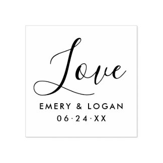 Love in Hand Lettered Script | Wedding Monogram Rubber Stamp