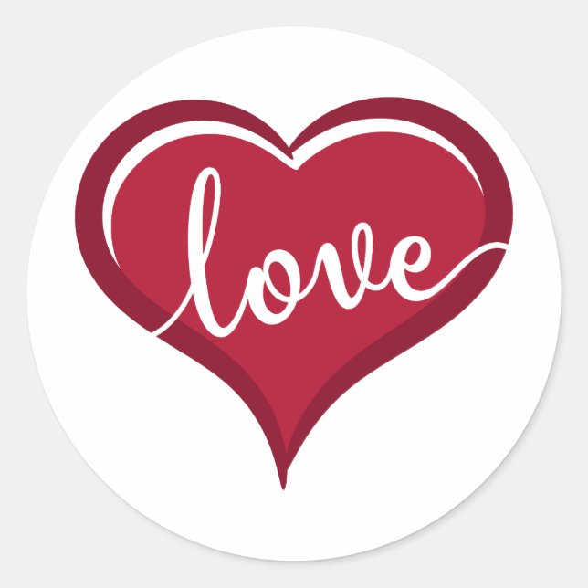love in heart valentines classic round sticker (Front)