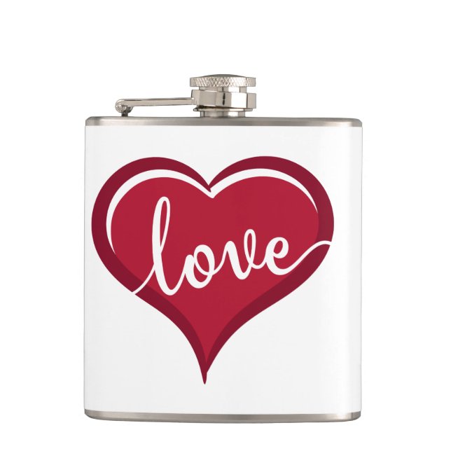 love in heart valentines flask (Front)