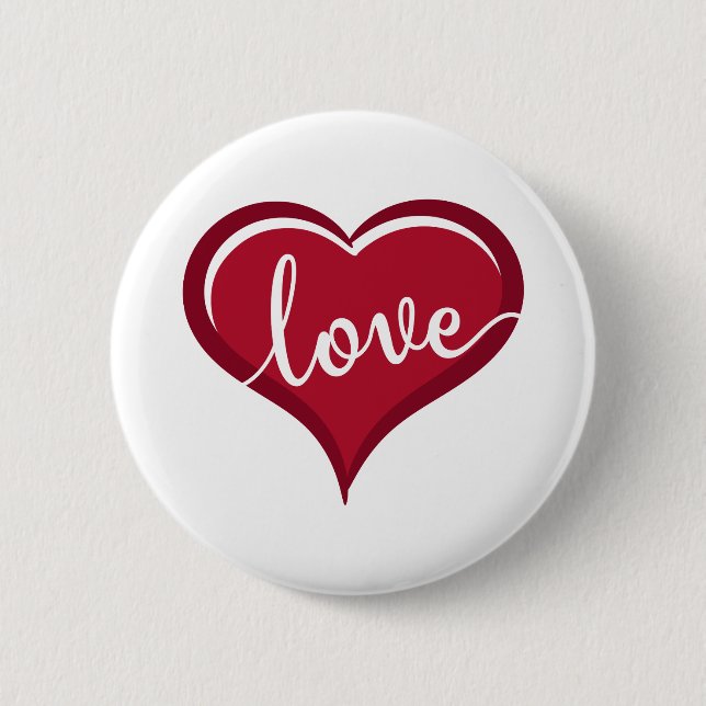 love in heart valentines pinback button (Front)