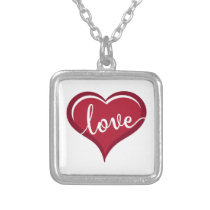 love in heart valentines silver plated necklace