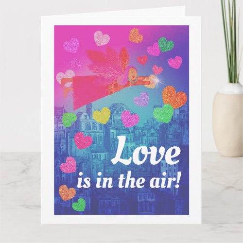 Love in in the Air Angel and Hearts Valentine Card