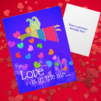 Love in in the Air Personalized Angel Hearts Card