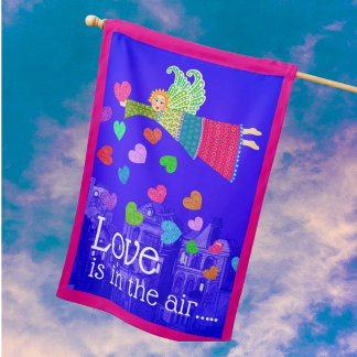 Love in in the Air Personalized Angel Hearts House Flag