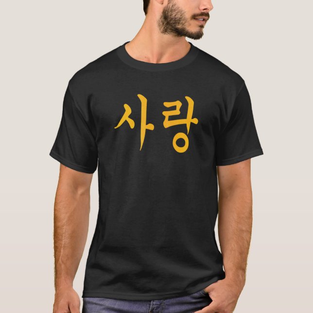 Love In Korean Hangul Calligraphy T-Shirt (Front)