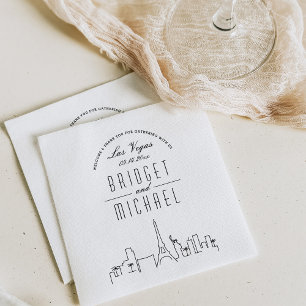 Love in Las Vegas Modern Deco City Skyline Napkins