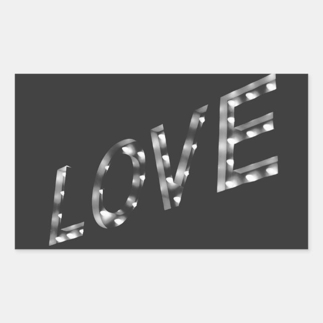 LOVE in lights, Marquee, sign, Rectangular Sticker (Front)