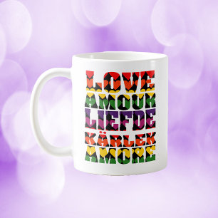 Love in Many Languages Dark Rainbow Coffee Mug