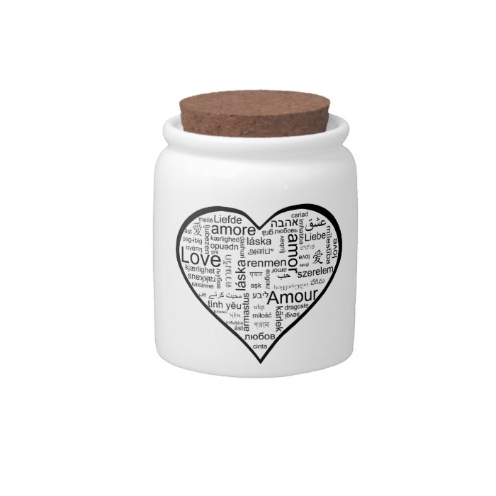 Love in many languages Heart Candy Jar