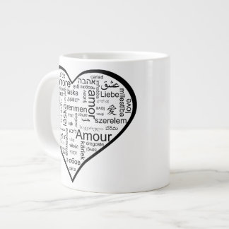 Love in many languages Heart Giant Coffee Mug