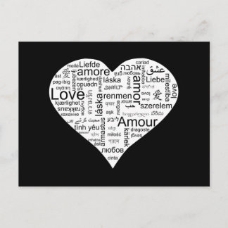 Love in many languages Heart Postcard