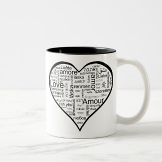 Love in many languages Heart Two-Tone Coffee Mug