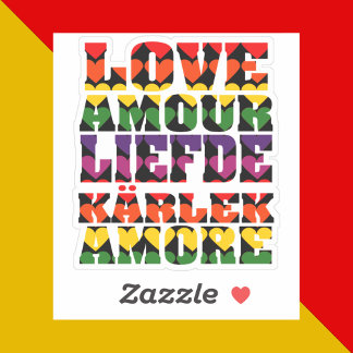 Love in Many Languages Hearts Rainbow Dark Sticker