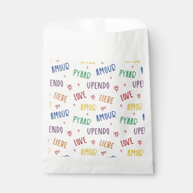 Love in Many Languages Rainbow Favor Bags (Front)
