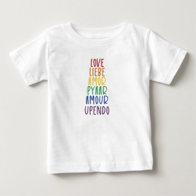 Love in Many Languages Rainbow Pride Baby T-Shirt (Front)