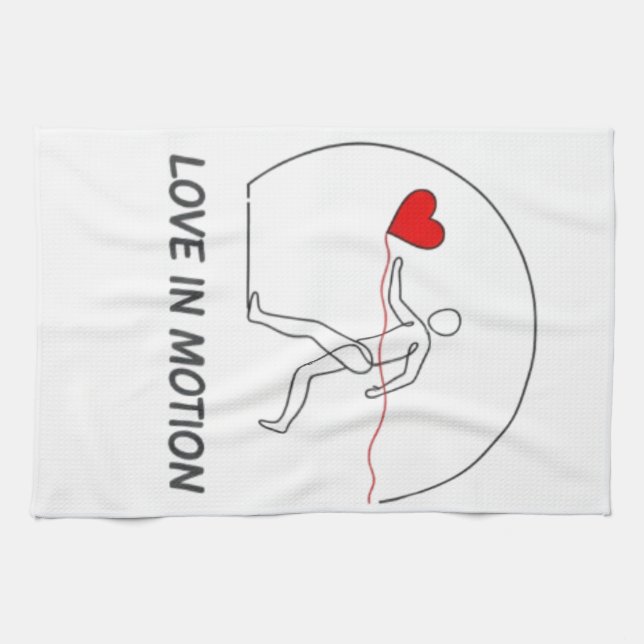 Love In Motion Minimalist Line Art Slogan Tee Kitchen Towel (Horizontal)