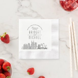 Love in Nashville Modern Deco City Skyline Napkins