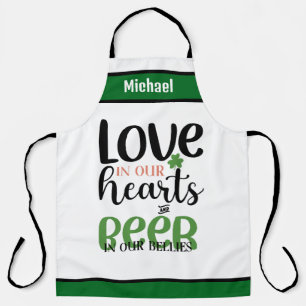 Love In Our Hearts Beer Apron - Personalized Name 