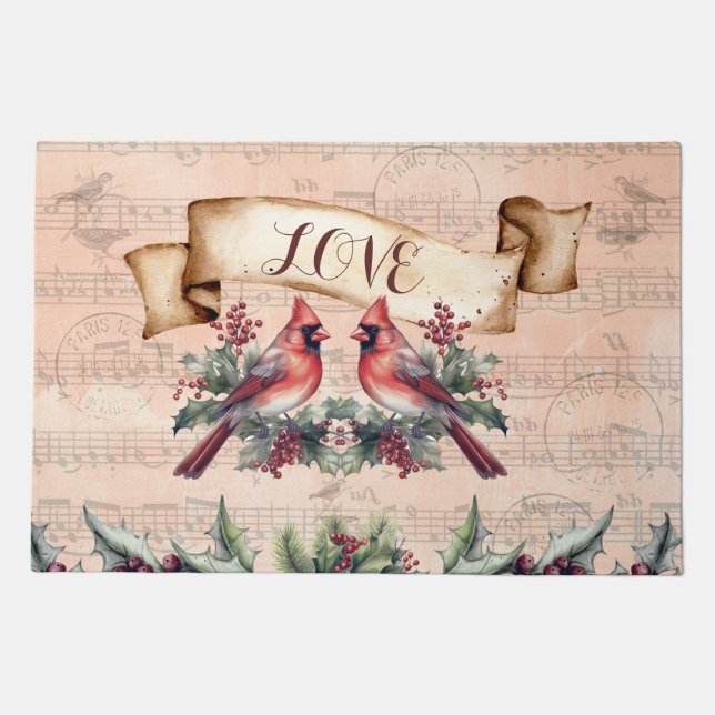 Love in Paris Cardinal & Music Notes Rug (Front)