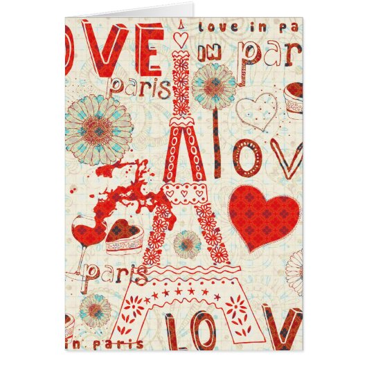 Love In Paris-Eiffel Tower Flowers And Hearts (Front)