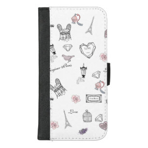 Love in Paris Girly Travel iPhone 8/7 Plus Wallet Case