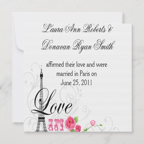 Love in Paris Post Wedding Reception Personalized Invite